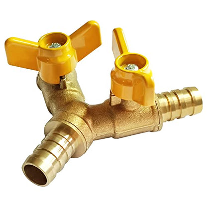 Uenede Brass 5/8 Inch Barb Ball Valve with 2-switch 3-way Y-shaped, 1PCS - size: 5/8"-1PCS