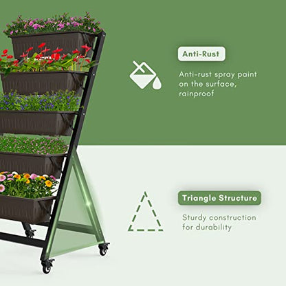 TOREVSIOR 5-Tier Vertical Raised Garden Bed, Elevated Herb Planter Box