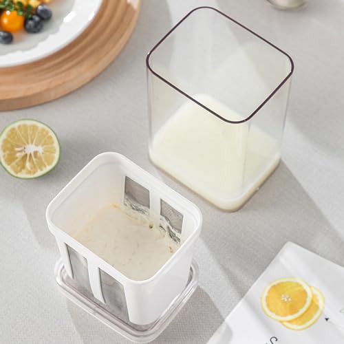 Yogurt Strainer, Stainless Steel 80 Mesh Fine Hole Whey Separator with Lid, 1100ml Capacity for Home Kitchen Use