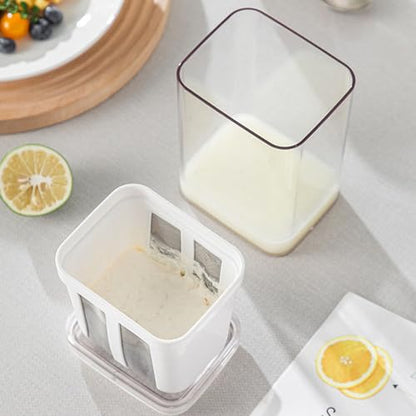 Yogurt Strainer, Stainless Steel 80 Mesh Fine Hole Whey Separator with Lid, 1100ml Capacity for Home Kitchen Use