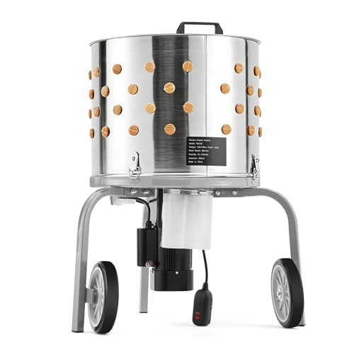 Chicken Plucker Machine, 20 inch Drum Stainless Steel Poultry Plucker - color: Silver