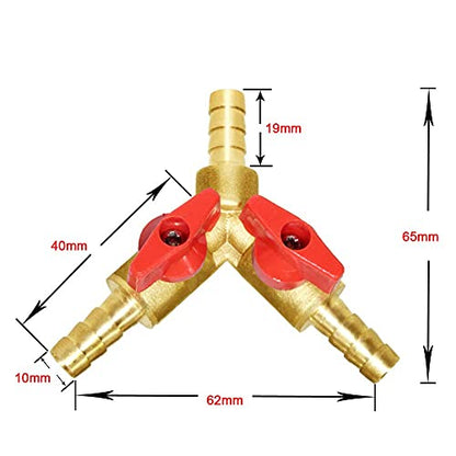 Joywayus 3/8" Hose Barb, Y shaped Type 3 way Union Intersection/Split Brass Shut off Ball Valve Fitting - size: AY3/8-1pcs