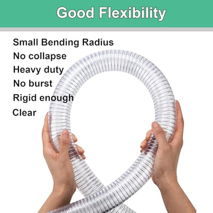1"id-10ft PVC Reinforced Tubing Steel Wire Suction Flexible Hose Vinyl Tubing Heavy Duty PVC Vacuum Hose Drain Fuel Oil Gas Water for Marine Bilge Pump Pond Spa - size: 1"ID, style: 10 feet