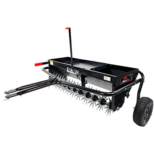 Brinly Tow Behind Combination Aerator Spreader with Weight Tray, 40-Inch, Flat Black - color: Flat Black