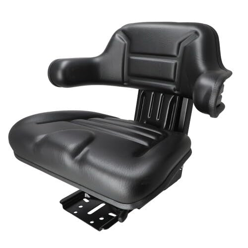 Seat Assembly - Grammer Style Vinyl Black fits John Deere 1020 2030 2040 2355 2555 2755 TY24764 fits Massey Ferguson 1672345M91 193451M1 3901773M91 fits Ford D9NN400DB12B fits Kubota fits FIAT 5161727