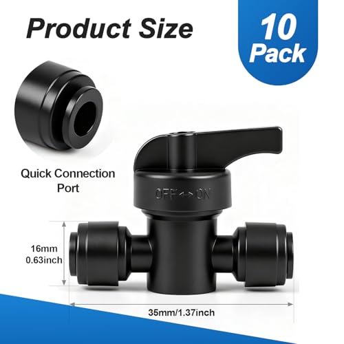 10 Pack Quick Connect 1/4 Inch Drip Irrigation Shut Off Valve Fittings, 1/4'' Dripline Push-to-Fit Switch Valve Connectors for 1/4 Inch Drip Tube Water Flow Control Regulator for Garden System - size: 1/4" Quick Connect Valve-10P
