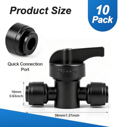 10 Pack Quick Connect 1/4 Inch Drip Irrigation Shut Off Valve Fittings, 1/4'' Dripline Push-to-Fit Switch Valve Connectors for 1/4 Inch Drip Tube Water Flow Control Regulator for Garden System - size: 1/4" Quick Connect Valve-10P