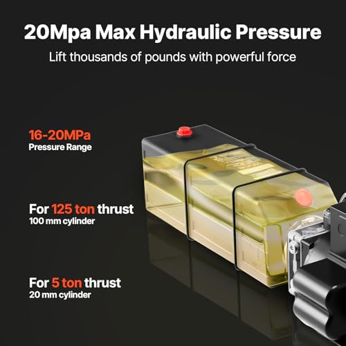 Vevor Hydraulic Pump 15 Quart Hydraulic Motor Hydraulic Lift Single Phase Car Lift 3450 RPM Dump Trailer 208-230 Volt Portable Car Lift 2 Horsepower Auto Lift Vehicle Lift Portable Power Press - size: 16 Quart, style: Single Acting