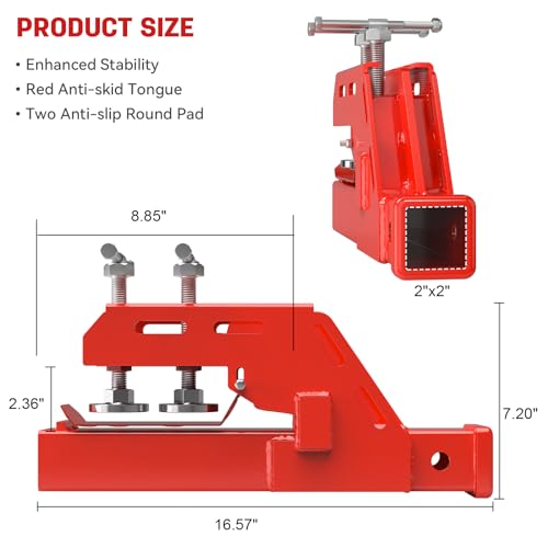 Upgraded Red Clamp on Tractor Bucket Hitch Receiver, 2" Receiver Adapter