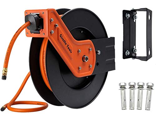 Giraffe Tools TA10 Retractable Air Hose Reel, 3/8" x 25ft, Open Steel - size: 25FT