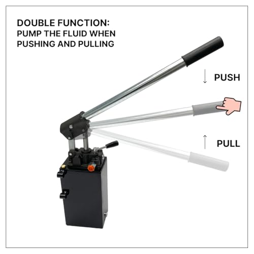 Double Acting Hydraulic Hand Pump with 5 QTs Tank - Manual Hydraulic Pump with Changeover Valve - 1.5 CID, 3600 PSI, 3/8" NPT Ports Piston Hand Pump - color: Double Acting, size: 1.5 CID 5 QTs tank