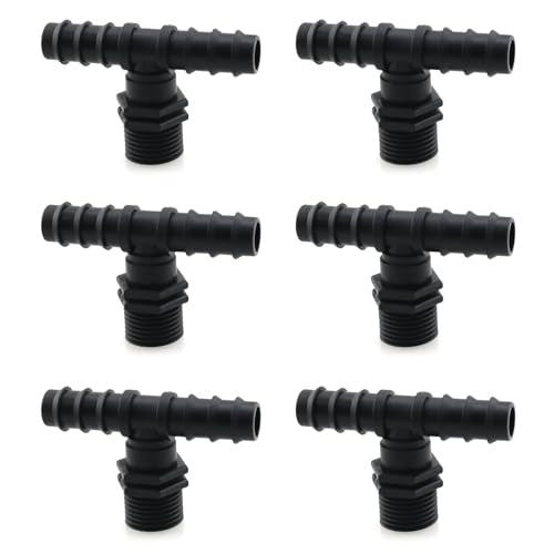 HJGarden 6PCS 1/2 Inch Black Plastic Socket Tee Plug Irrigation Insert Direct Pipe Fitting Suitable for Agricultural Watering Systems