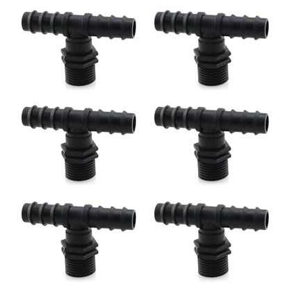HJGarden 6PCS 1/2 Inch Black Plastic Socket Tee Plug Irrigation Insert Direct Pipe Fitting Suitable for Agricultural Watering Systems