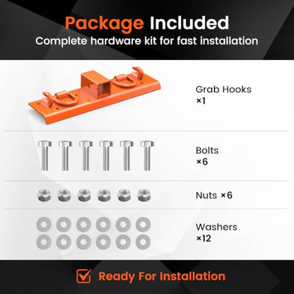 Tractor Bucket Grab Hooks Compact Compatible with Kubota Tractor - color: Orange
