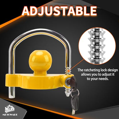 METOWARE Trailer Coupler Lock, Fit 1-7/8", 2", 2-5/16" Coupler, Yellow - color: Yellow, size: 1 PACK