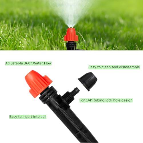 360° Adjustable Drip Spray Emitters for 1/4" Tubing, 30pcs - size: 30pcs Drip Emitters with Lock Barbed