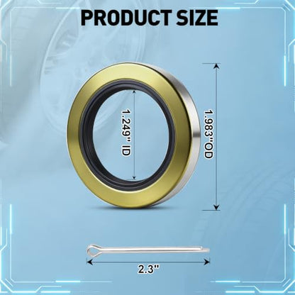 4pack 12192TB(34823) Double Lip Grease Seal 1.249" x 1.983" for Dexter | Grease Seals & Cotter Pins Fits 2000-2200 lbs Trailer Axle Dexter Sealer as 12192TB 203029 470706, AD1836FO BT8 Spindle - color: 1.249" ID x 1.983"OD, size: 4 pack