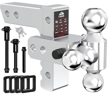 Kingfun Adjustable Trailer Hitch- Drop Hitch 2.5 inch Receiver 6" Drop/Rise - color: Silver, size: 2.5"Receiver- 6"Rise/Drop Hitch
