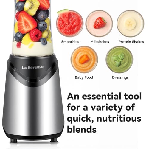 La Reveuse Personal Size Blender for Shakes and Smoothies, 2 Cups, Silver - color: Silver