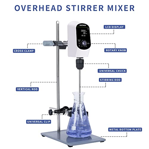 Electric Overhead Stirrer Mixer Lab LCD 2000RPM Timing 20L 10000mPas - size: 20LD