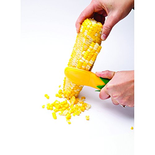 Joie Corn Cob Stripper, Durable Stainless Steel Blades, Secure Contoured Grip, Compact Peeler Cuts in Both Directions to Remove Kernels, Cute Kitchen Gadget, Great Canning Tool - style: Corn Stripper