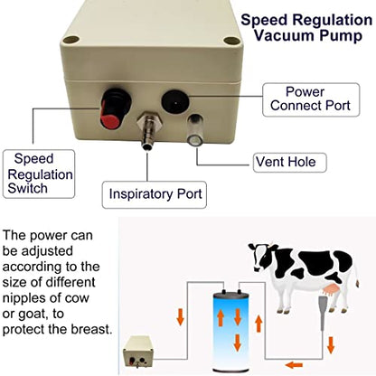 3L Goat Milking Machine,Suction Speed Adjustable Electric Milker for Goats, Portable Automatic Breast Pump with 2 Teat Cups