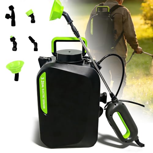 3.2 Gallon Battery Powered Sprayer, Covers 6,000+ Sq Ft per Tank – Electric Sprayer with 5 Interchangeable Nozzles, Handle with 2-Speed Control & Digital Display, for Lawn, Garden & Outdoor Cleaning - size: 3.2GAL