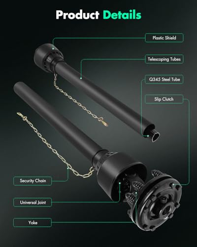 SCITOO Black 43"-71" PTO Shaft,1-3/8" Heavy Duty PTO Drive Shaft
