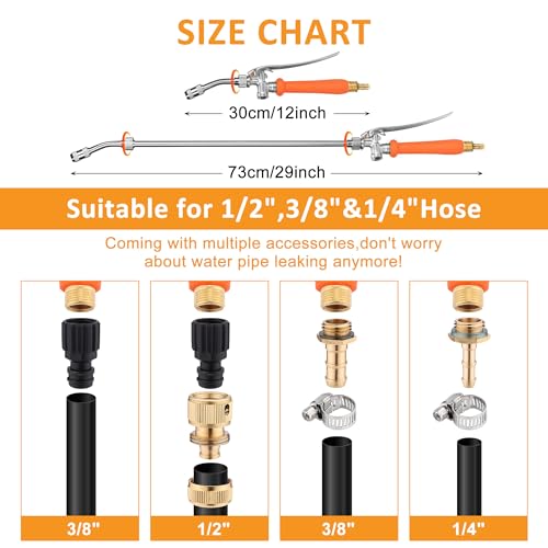 29 Inch All Metal Sprayer Wand Replacement Kit for 1/4"&1/2''&3/8" Hose