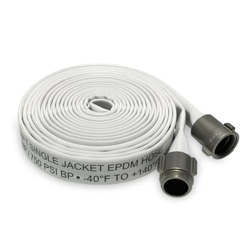 1-1/2" x 50 FT EPDM Rubber Single Jacket Fire Hose, NST/NH - size: 1-1/2" x 50 FT