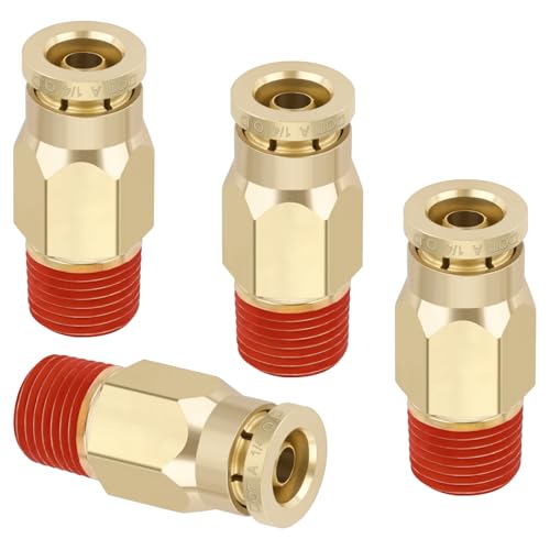 DOT Approved Male Straight Brass Union 1/4" Tube x 1/8" NPT, 4PCS - size: 1/4" OD x 1/8" NPT