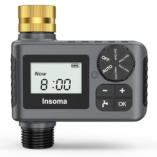 Sprinkler Timer with Brass Swivel, Programmable Water Timer for Outdoor Garden Hose, Hose Timers with Rain Delay/Manual/Auto Mode, Drip Irrigation and Lawn Watering System, 1 Outlet - size: 1 Outlet