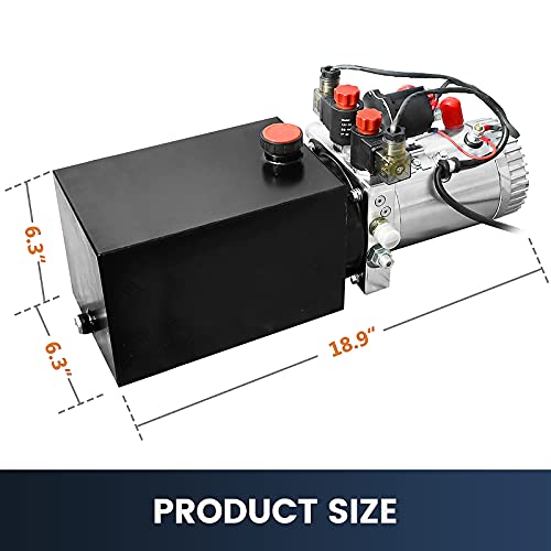 DC HOUSE 12V Hydraulic Pump Hydraulic Power Unit Electric Dump Trailer Power Unit (Double Acting 6 Quart) - size: 6 Quart Double