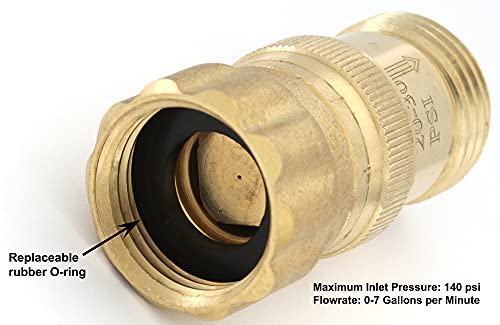 Lead-Free Brass 20-30 psi Water Pressure Reducer Regulator, 3/4 inch Hose Thread for Drip System, 140 psi Max Inlet Pressure