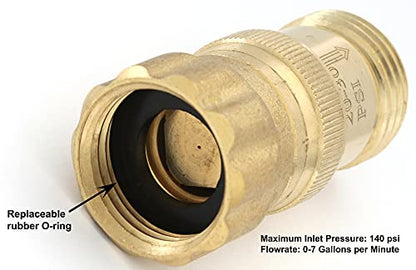 Lead-Free Brass 20-30 psi Water Pressure Reducer Regulator, 3/4 inch Hose Thread for Drip System, 140 psi Max Inlet Pressure