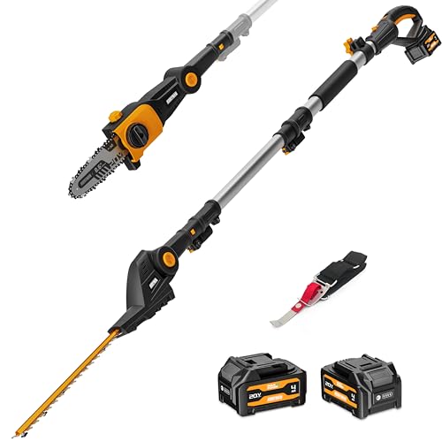 Alloyman 2-in-1 Telescopic Cordless Pole Hedge Trimmer 16'' &Pole Saw 8.6'' - color: BLACK