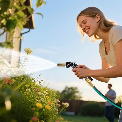RESTMO Garden Hose Nozzle, Heavy Duty Water Hose Sprayer Nozzle, Silver - color: Silver, size: 4 Watering Patterns