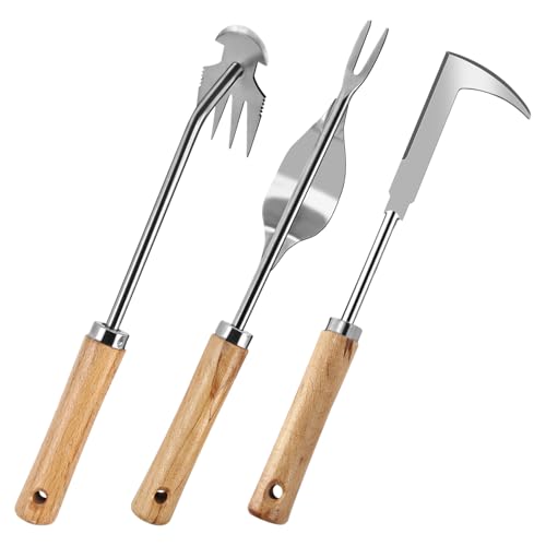 3 Pcs Set Weed Puller Tool,Hand Weeder Tool,4Teeth Uprooting Weeding Tool, Crack and Crevice Weeder, Gardening Weeding Artifact Tool - color: Style 3