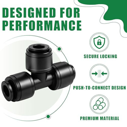 1/4 Inch Drip Irrigation Tee Fittings, 22 Pieces Push-to-fit Tee Connectors for 1/4" Irrigation Tubing Leak Free Drip Line T Parts for Garden Lawn Irrigation System - size: 1/4" Push to Connect Tee