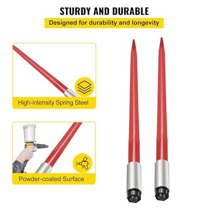 Suitable for 2-Pack 39-Inch Hay Bale Spear - Heavy-Duty 3000 lbs Capacity Spike Forks for Tractors & Loaders