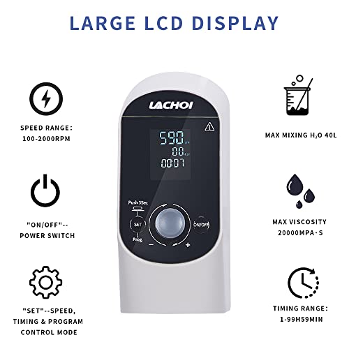 Electric Overhead Stirrer Mixer Lab LCD 2000RPM Timing 40L 20000mPas - size: 40LD