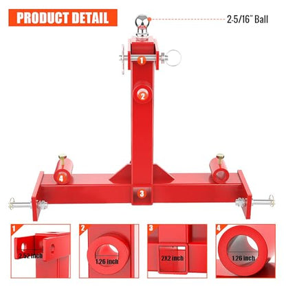 3 Point Hitch Attachment, 3pt Quick Trailer Hitch 2" Receiver Category 1