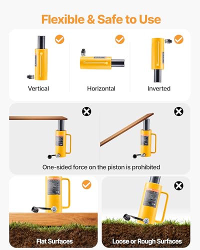 VEVOR Hydraulic Cylinder Jack, 20 Ton Solid Ram Hydraulic Cylinder, 6 Inch Stroke Single Acting Hydraulic Cylinder, with Quick Connector Portable Hydraulic Solid Jack Hydraulic Lifting Cylinders