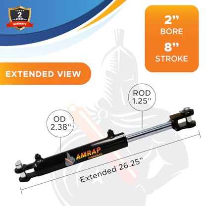 2x8 Hydraulic Cylinder - 2" Bore 8" Stroke Double Acting Welded Clevis Hydraulic Cylinder (2x8) - size: 2x8-SAE