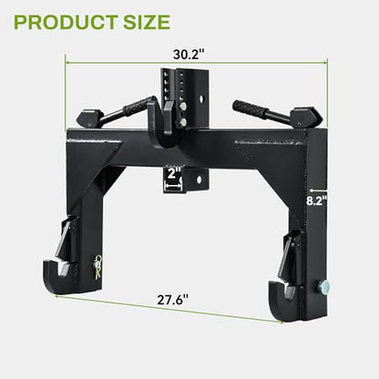 AUTOSAVER88 3000LB 3 Point Quick Hitch Attachment for CAT 1 Tractor, Black - color: Black