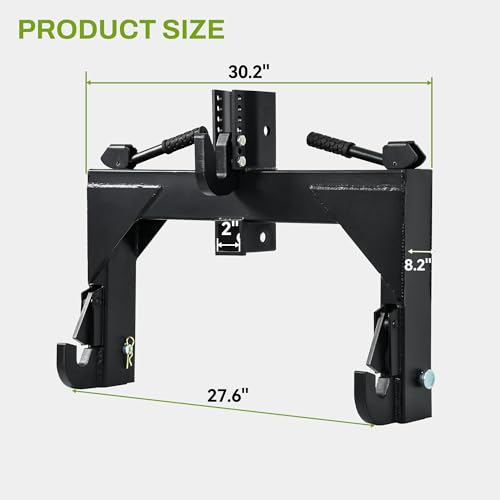 AUTOSAVER88 3000LB 3 Point Quick Hitch Attachment for CAT 1 Tractor, Black - color: Black