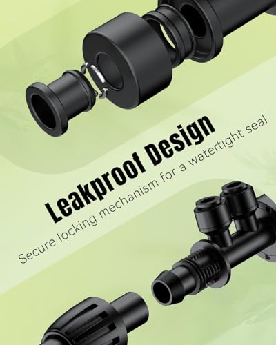 Pawfly 12 Pcs 1/2'' to 1/4'' Drip Irrigation Fittings, 4-Way Barbed Tee Quick Connectors with Anti-Drop Locked Nuts, Push-to-Fit Drip Irrigation Parts for Garden Lawn, Anti-Leak Reducing Tees - size: 12pcs 4 Way Reducing Tee