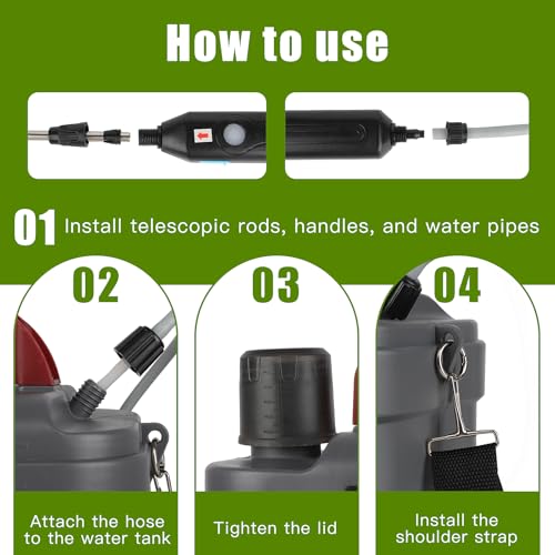 2 Gallon Pump Sprayer Battery Powered, USB Handle & Wand for Lawn & Garden - color: Gray