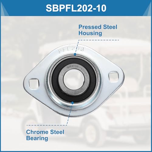 uxcell 2Pcs SBPFL202-10 Pillow Block Bearings 5/8" Bore Bearing Units Steel Flange Mounted Bearing Housing with Wrench, ABEC 3 - size: SBPFL202-10 (ID 5/8")