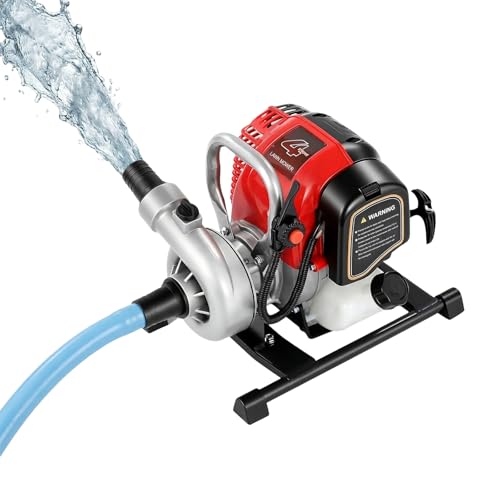 Clean Water Pump, 1.5" Gas Powered Water Transfer Pump with 4-Stroke Engine, Portable Irrigation Pump, 15m³/H High Flow, 91.8 ft Max Lift, 22.9 ft Suction for Garden,Farm,Pond & Lawn Watering